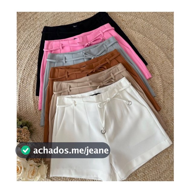 Short Feminino Alfaiataria Social Cordão argola com Bolsos lateral Tendência verão 2025