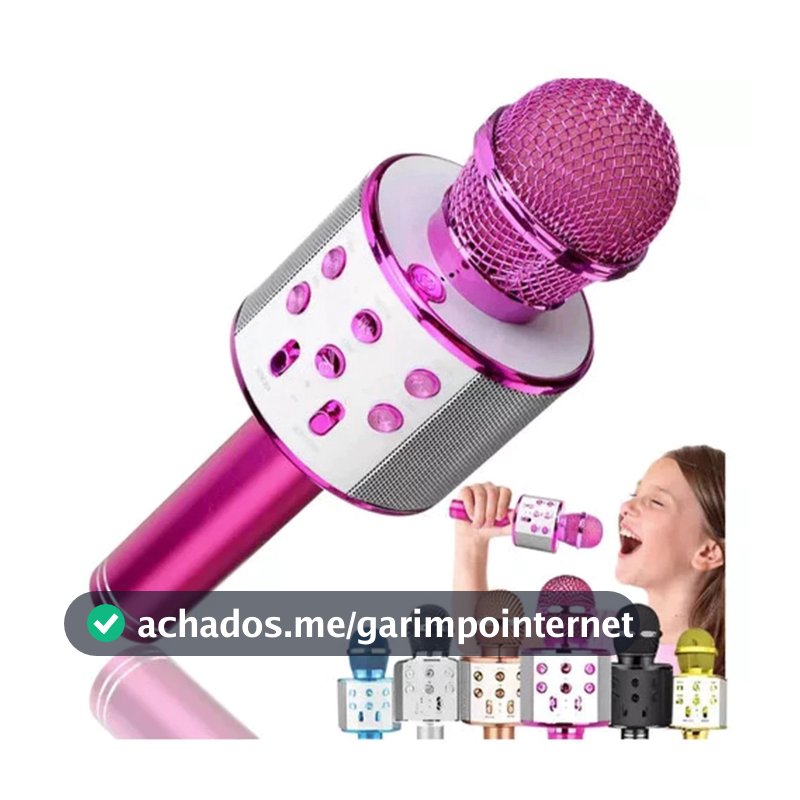 WS-858 - Microfone Infantil de Karaoke Microfone de Brinquedo Sem Fio Bluetooth