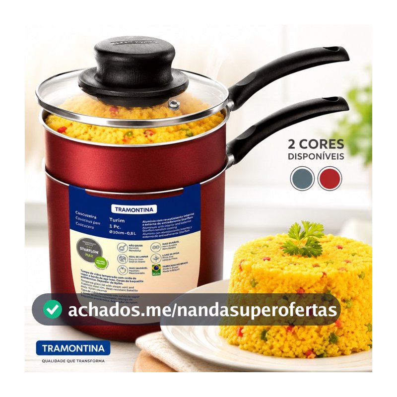 Cuscuzeira Pequena Tramontina em Alumínio com Revestimento Interno e Externo em Antiaderente 10 cm 0,8 L