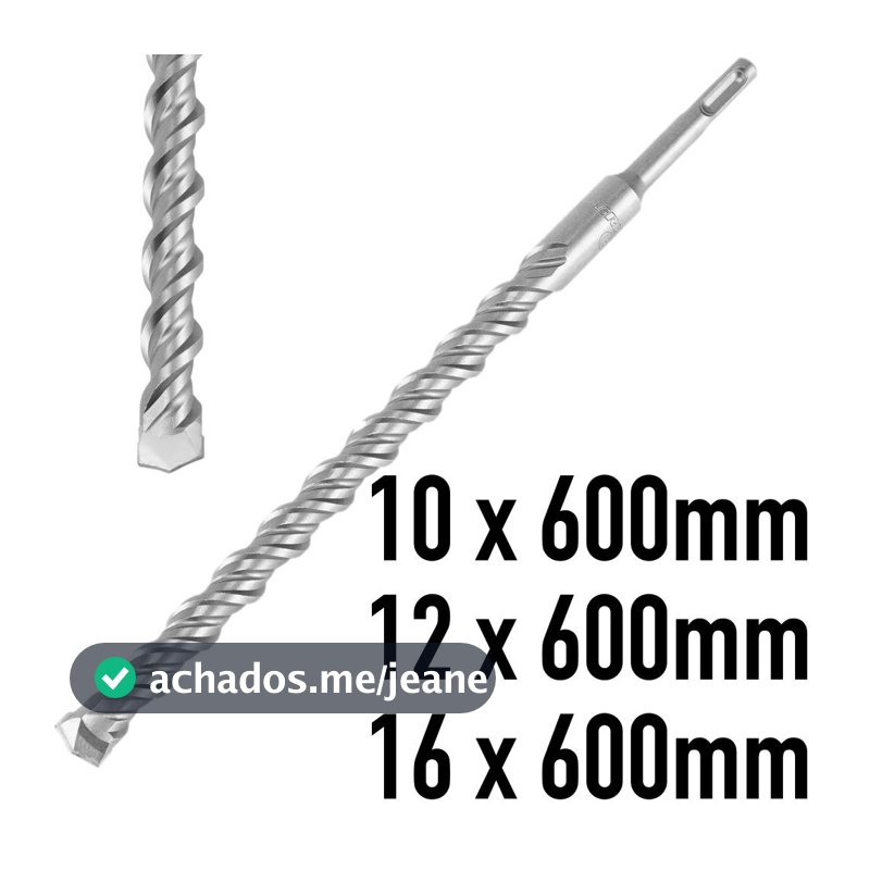 Broca Martelete p/ Concreto SDS PLUS 16 x 600 mm Tungstênio e Cobalto GROSS