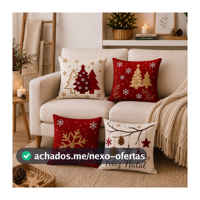 Kit 4 Capas de Almofadas De Natal 45x45 - Natalinas 002