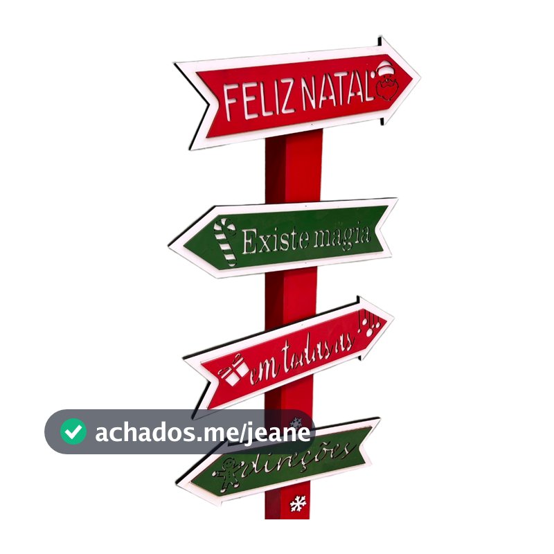 Placa Decorativa Natalina em MDF – Desmontável Direções Setas Papai Noel