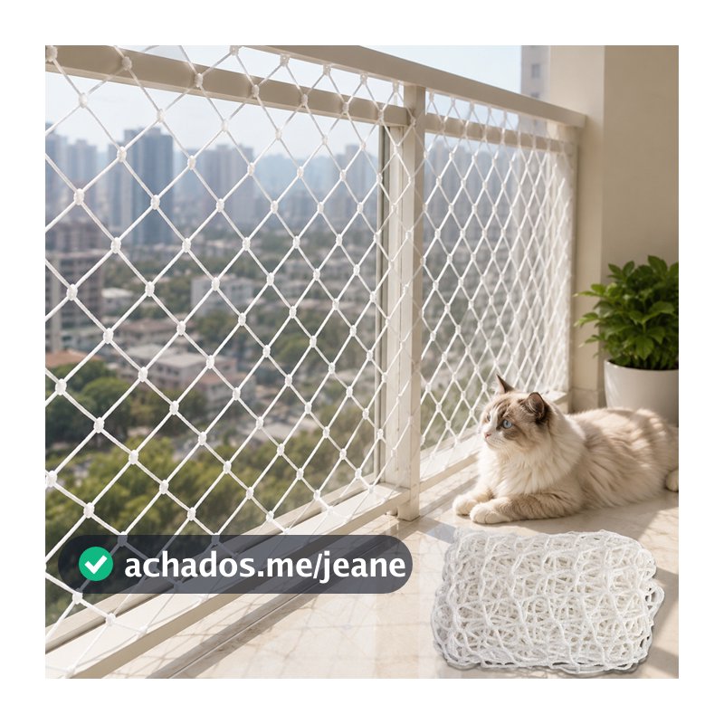 Rede Proteção Crianças Gatos Para Janelas 10m X 1,20m Branco