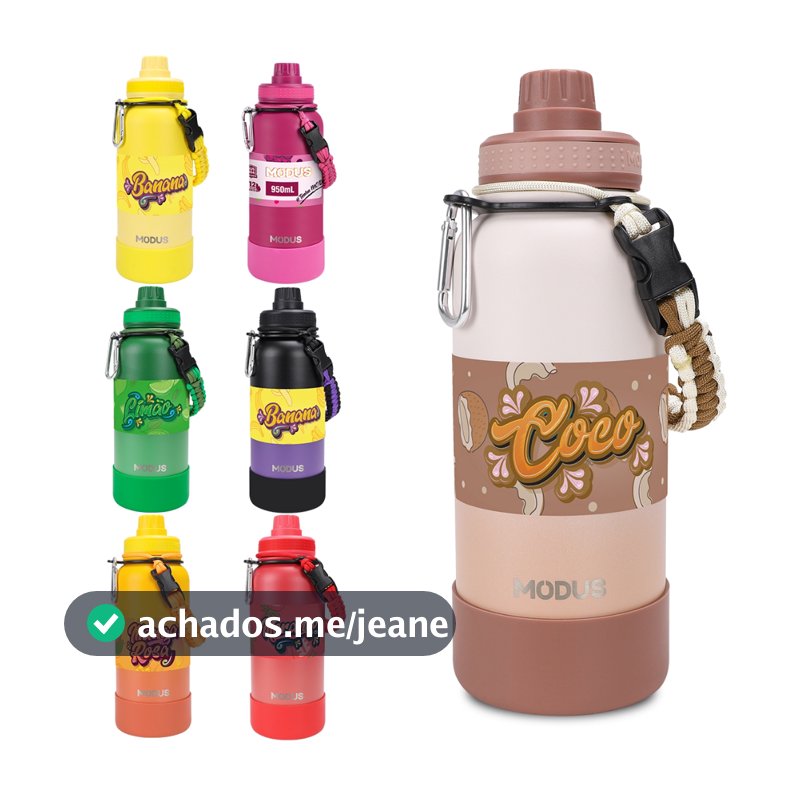 MODUS Garrafa Térmica Aço Inoxidável Isolado de água 1000ml Com Alça Paracord Com Alça e Base Emborrachada