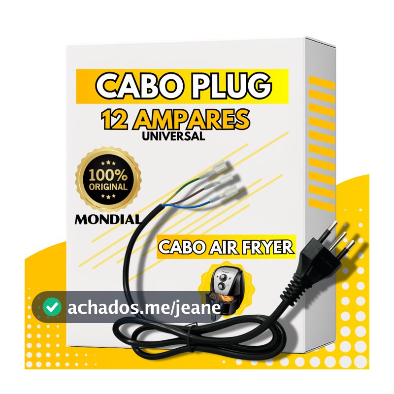 Cabo Plug De Energia Air Fryer Mondial  12 Amperes Universal