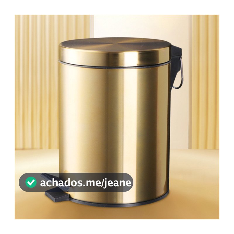 Lixeira Dourada Aço Inox 5 litros Com Pedal Multiuso Com Balde Banheiro Escritório Cozinha