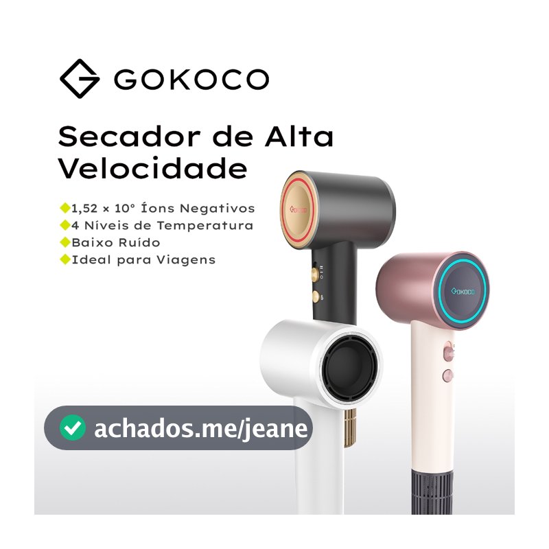 GOKOCO Mini Secador de íons negativos Cabelode Alta Velocidade Secador de Cabelo Portátil Baixo Ruído Secagem rápida