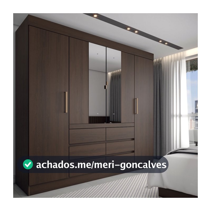Guarda-Roupa Casal Honey 4 Portas 6 Gavetas com Espelho