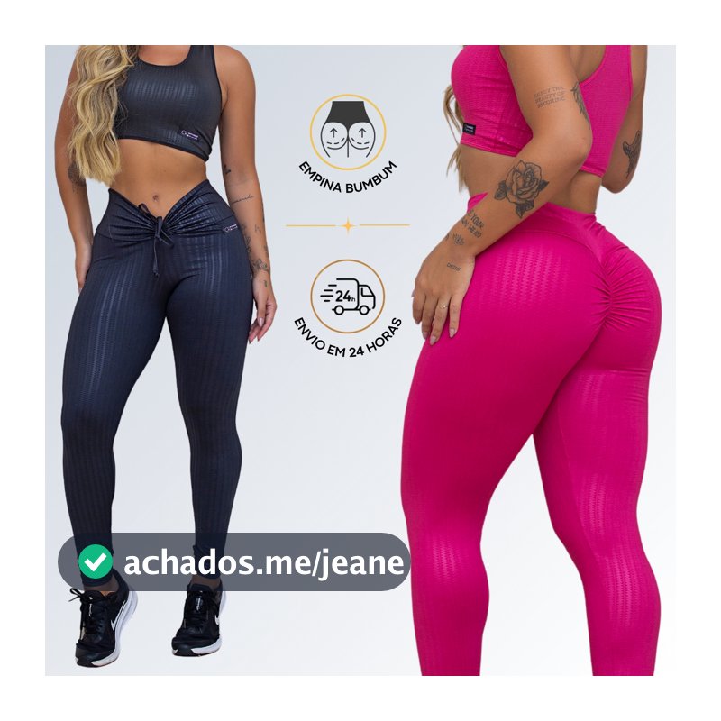 Kit 2 Legs Legging Empina Bumbum Cirre Academia Zero Transparencia