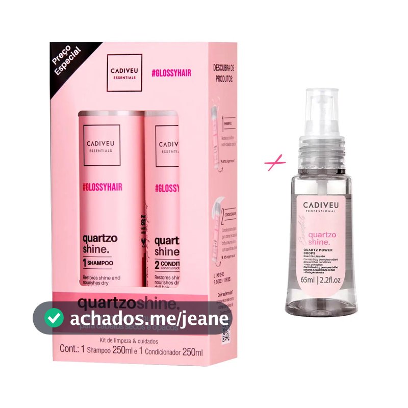 Kit Cadiveu Quartzo Shine Boca Rosa + Reparador De Pontas
