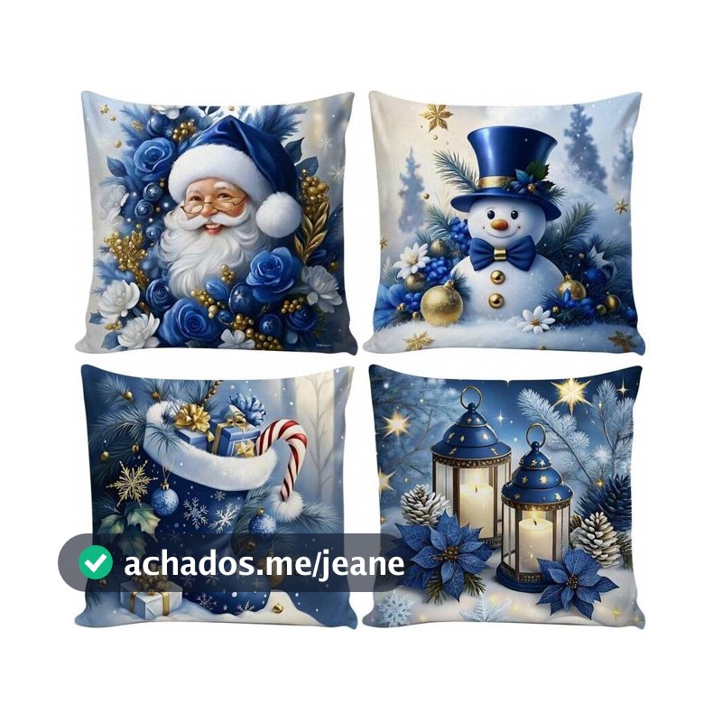4 Capas de kit  Almofada Natalina Natal Natalinos Presente Amigo Oculto Papai Noel Sinos Arvore