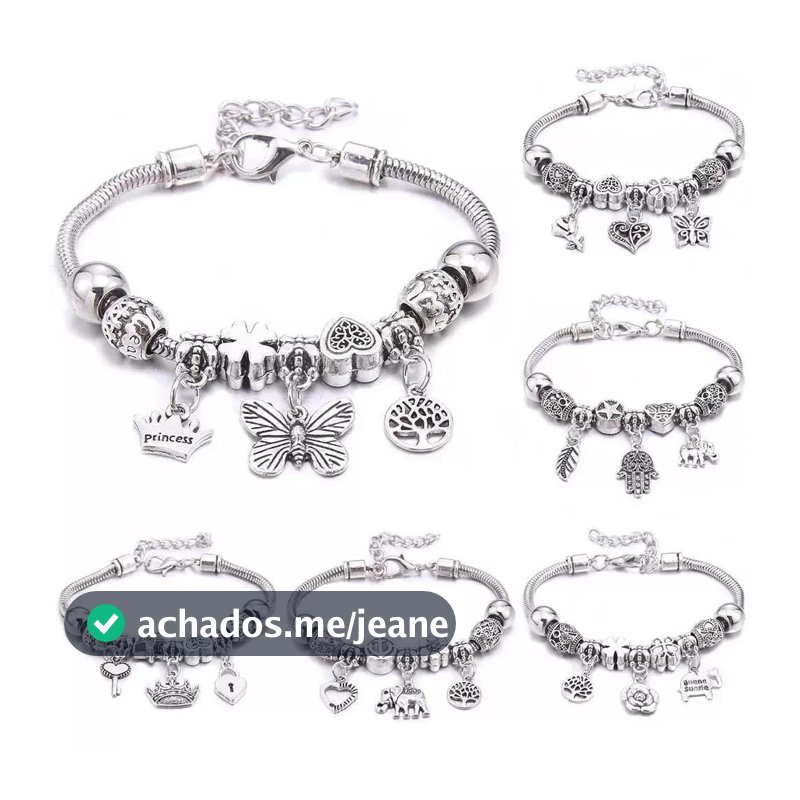 Pulseira Berloques Prata / Ouro / Rose Estilo Feminina Presente moda/Modelo aleatório（Com 11 acessórios）