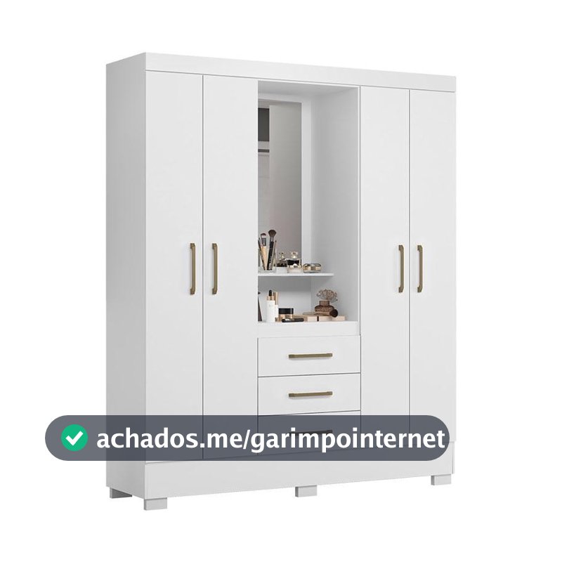 Guarda Roupa Infantil Paris 2045150 Branco Rosa Flex - Aramóveis