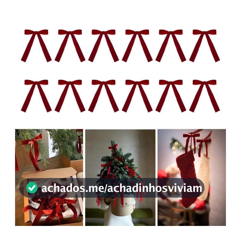 12 Laços De Árvore De Natal , Laço De Fita De Veludo Vintage Guirlanda De Elegância De Uso Vermelho