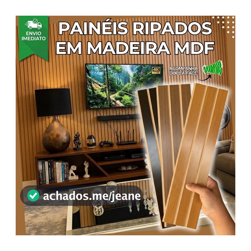 Kit ATÉ 200 Placas Painel Ripado Decorativo MDF 45x11 Premium - KITS DIVERSOS - ENVIO IMEDIATO