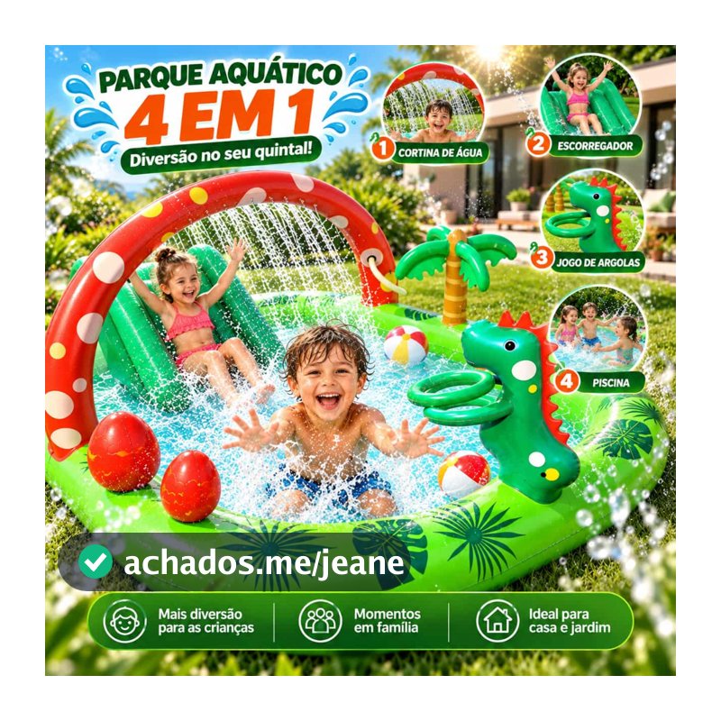 522L Piscina inflável playground infantil Com escorregador e jato de água Tema de dinossauros