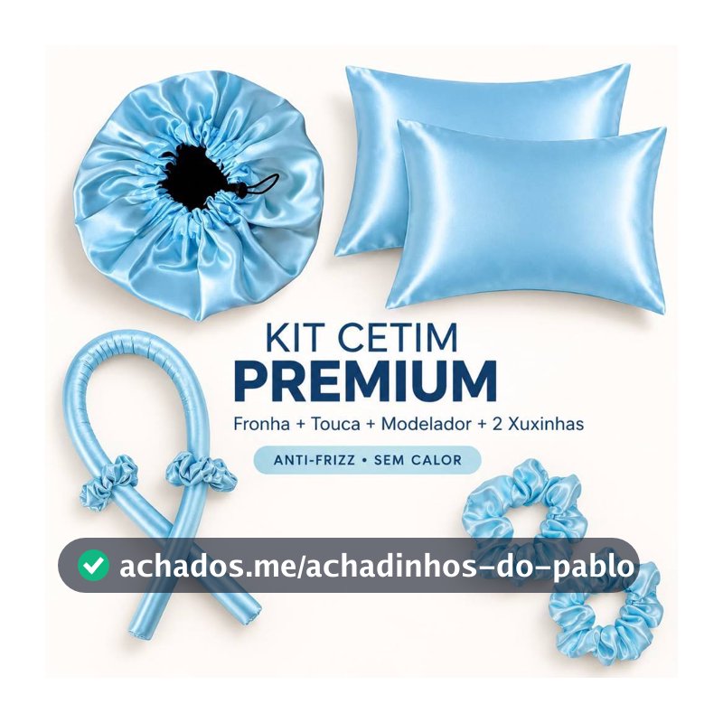 Kit Anti Frizz 2 Fronhas 1 Touca 1 kit Modelador de cachos 2 Scrunchioes