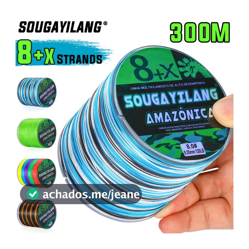 Sougayilang Linha De Pesca Trançada PE X8 Fios 300M Cauda Amelancing Para Água Doce/Salgada