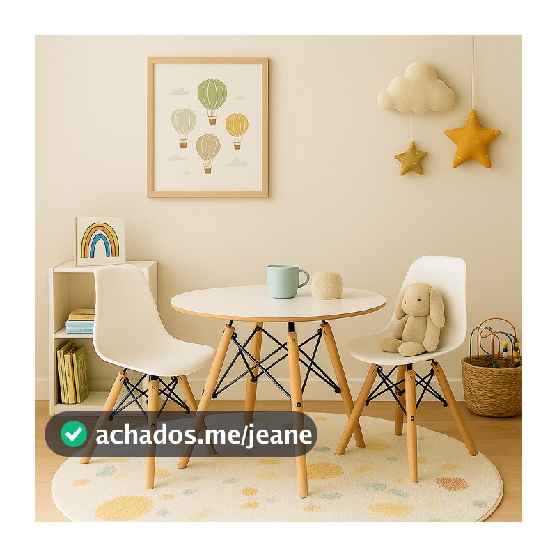 Kit Mesa Infantil Eames 60cm com 2 Cadeiras para Quarto e Brinquedoteca Seat&Co
