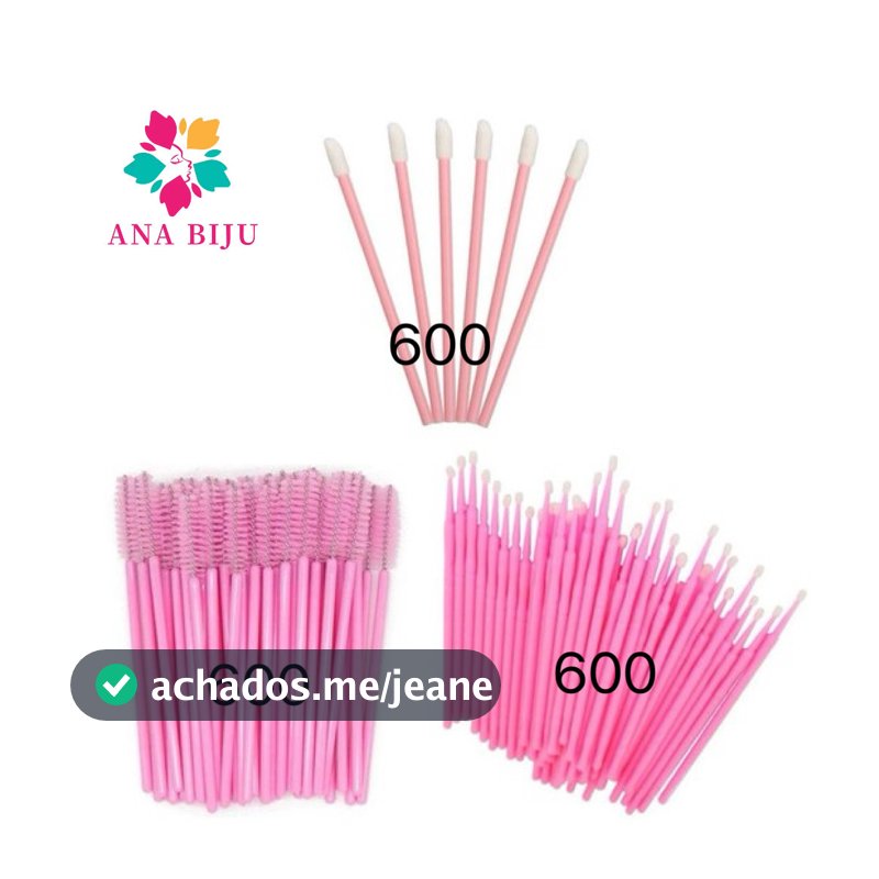 ANA1108 Kit - 600 Escovinhas + 600 Microbrush + 600 Aplicador de Batom Alongamento Cilios