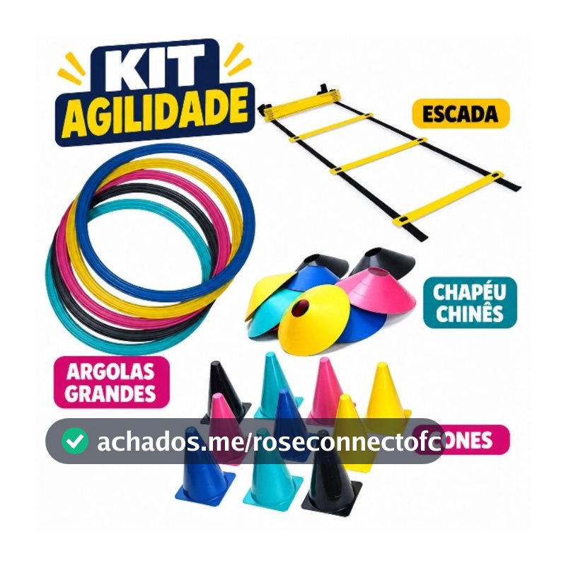 KIT AGILIDADE TREINO FUNCIONAL CIRTUITO CORRIDA -1 ESCADA GRANDE-5 CONES- 5 CHAPEU-5 ARGOLAS