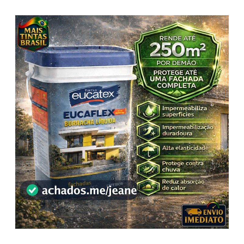 Borracha Líquida Impermeabilizante Eucatex 20kg Tinta Emborrachada para Parede Interna e Externa