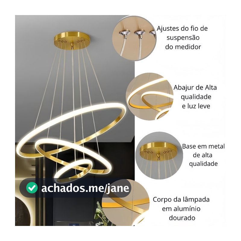 Lustre Nórdico 3 Luzes LED - Pendente para Sala e Cozinha | Design Moderno | 110V/220V-O15