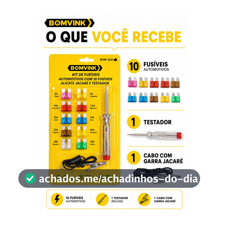 Kit Fusivel Carro Moto com Testador Identifica Queimado Extrator e Garra