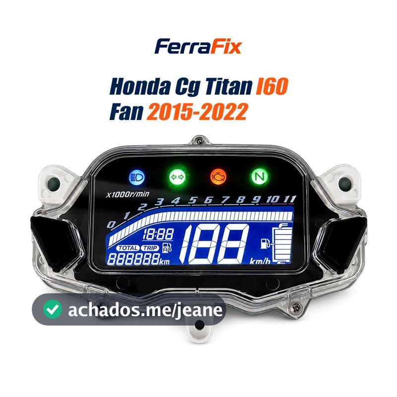 Painel Digital Moto Honda CG Titan 160 Fan 2015-2022, Velocímetro Completo com Display LCD e Instrumento de Velocidade