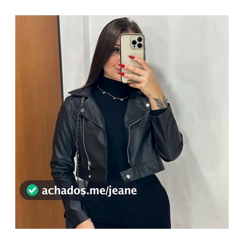 Jaqueta de Couro com Zíper Moda Inverno