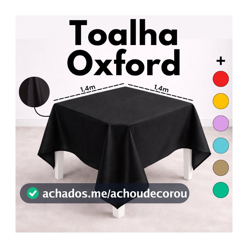 Toalha De Mesa Quadrada 1,40 x 1,40 Tecido Oxford Decoração Sala Cozinha Festa Buffet