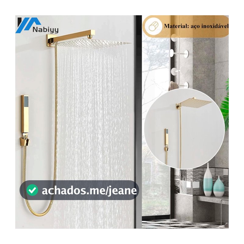 Luxo Kit Chuveiro De Banheiro 30X30cm/2020cm Quadrado De Aço Inoxidável Com Corrediça E Manual Duro Polido