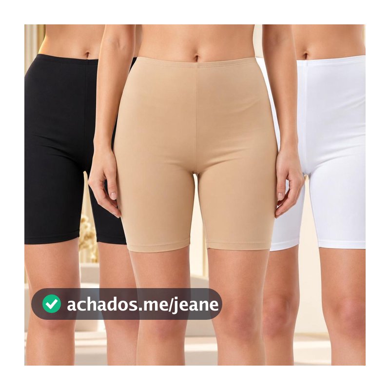 Kit 3 Short Anágua Segunda Pele Bermuda Feminina Conforto Para Saias e Vestidos Não Marca