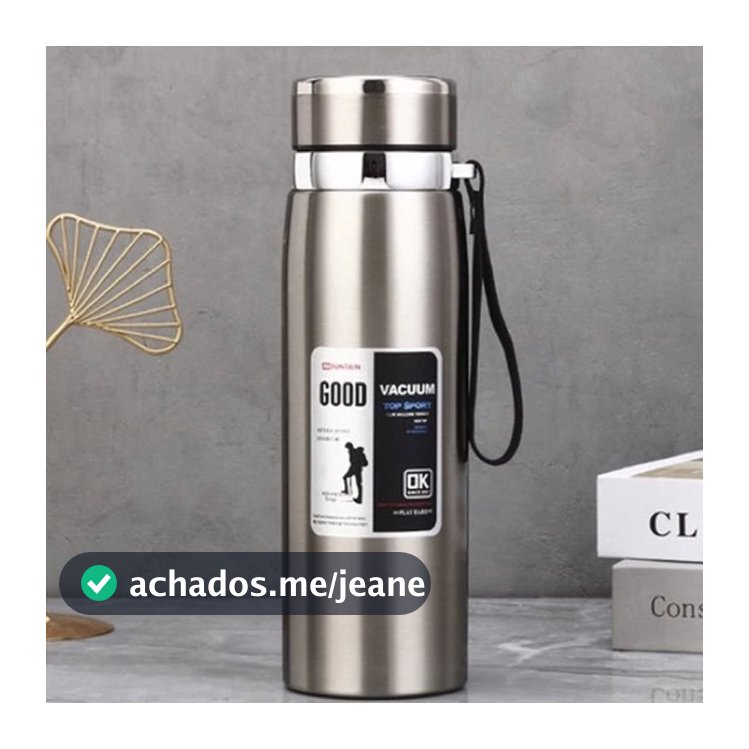 Garrafa térmica de aço inoxidável de 1000/800 mililitros, com corpo de dupla camada e alça, adequada para água potável