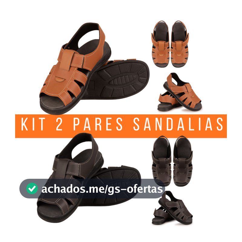 Kit 2 Sandalia masculina de Couro, Sola Alta de Alta qualidade e confortavel do 37ao 44 Original