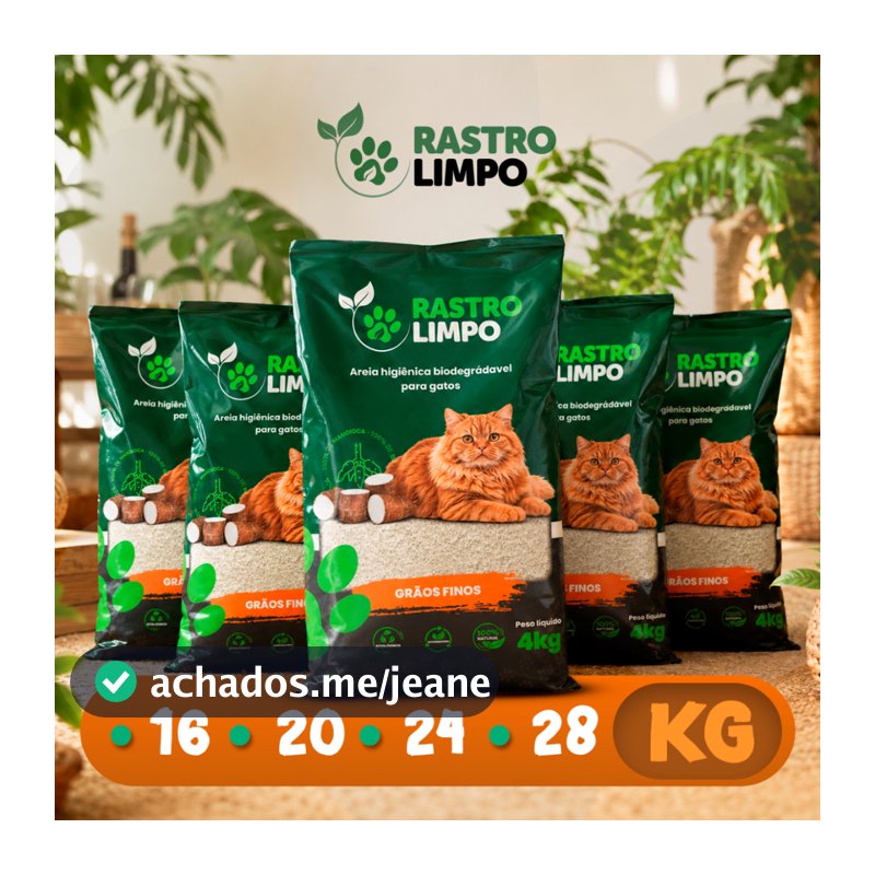 Areia 16 a 28kg Biodegradável Gato Grãos FINOS Rastro Limpo Mandioca Torrão Firme Sem Poeira