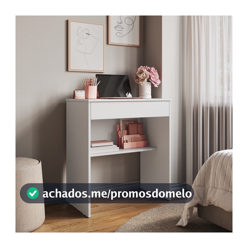 Escrivaninha Compacta E Charmosa Com Gaveta Ideal Para Home Office E Estudos