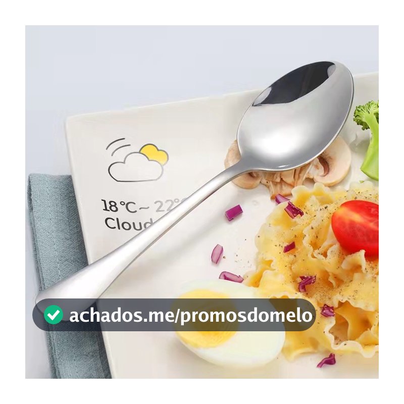 Kit 6 Colher De Jantar Aço Inoxidável Prata Polimento Tecnologia Casa Cozinha Utensílios De Mesa