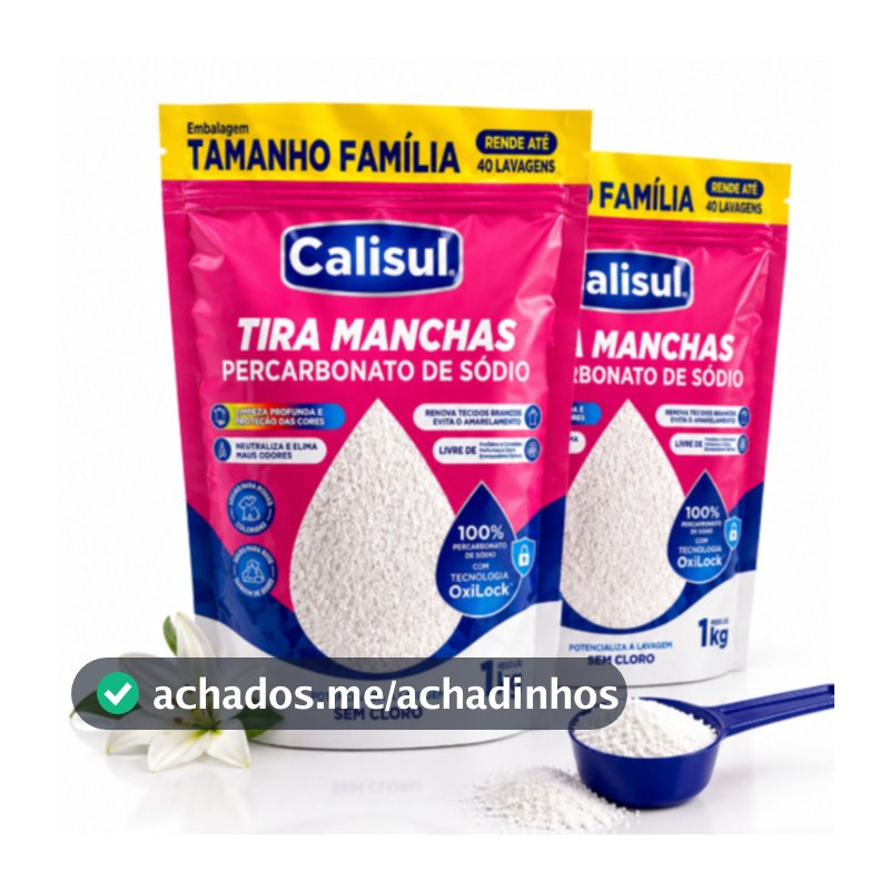 Alvejante Percarbonato de Sódio Calisul 99% Puro Sem Cloro Limpeza Roupa Branca Colorida Clareador Tira Mancha