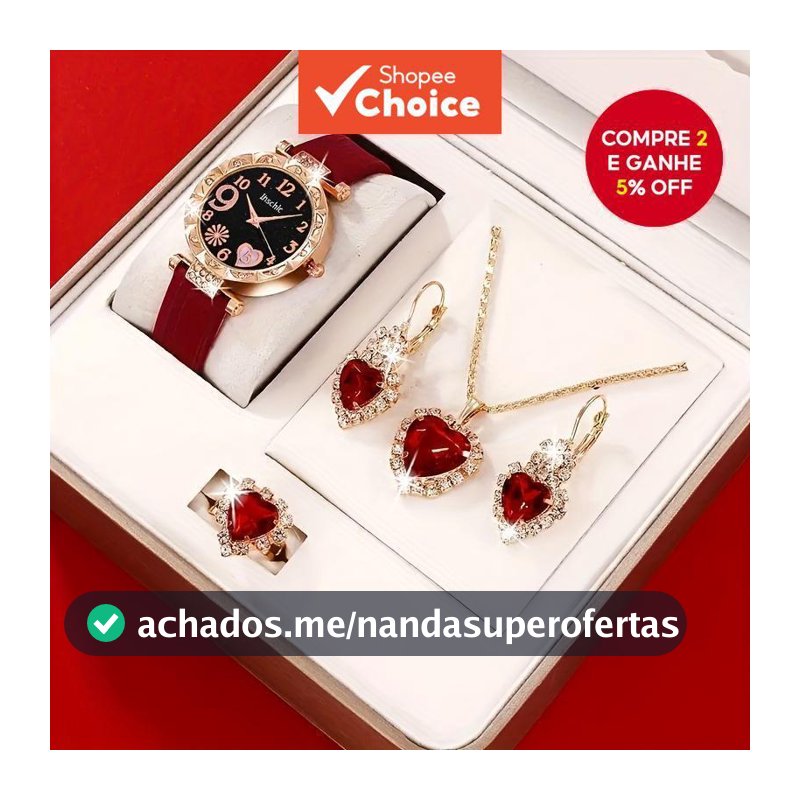 Relógio De Quartzo Da Moda Feminina E Conjunto De Joias Com Pulseira De Couro Sem Caixa Pulso Elegante