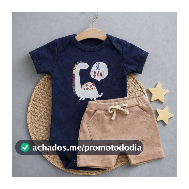 Conjunto de bebê Infantil Verão Menino Body e Short 100% Algodão.