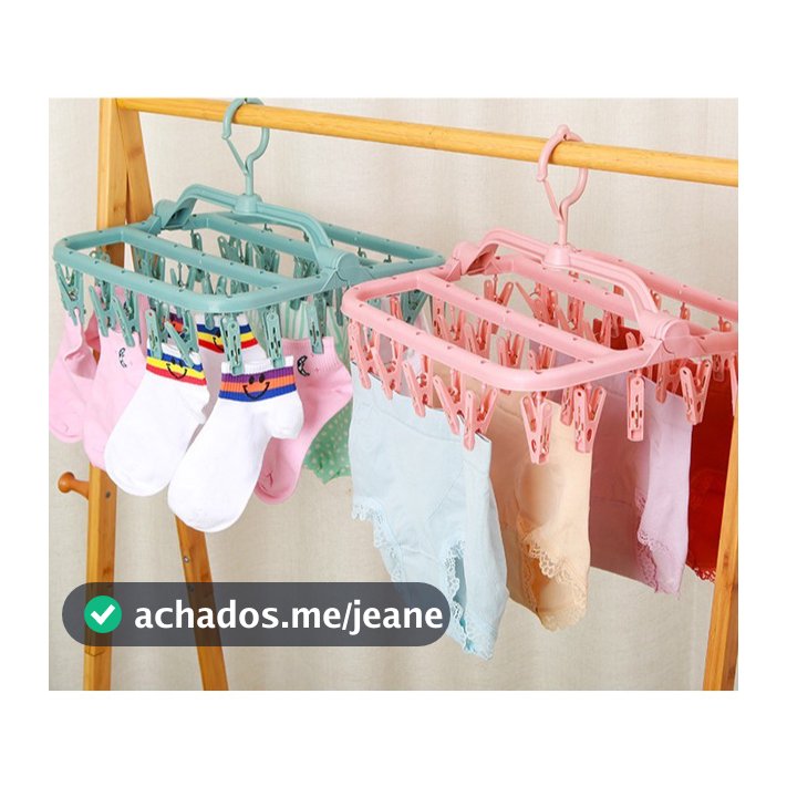 Varal Calcinha Meia Cueca Peça Intima com 32 Prendedores Reforçado
