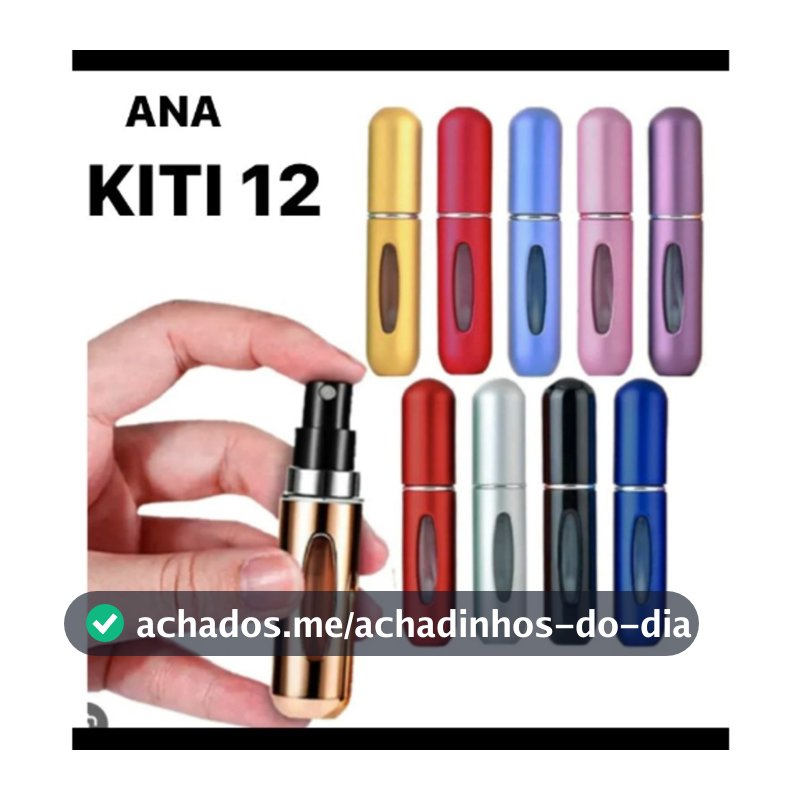 KIT 12 Pcs Porta Perfume Recarregavel Portatil Spray 5ml