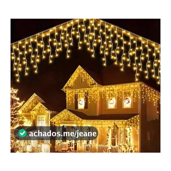 Cascata 400 Led 10m Externa Blindada Natal 8 Funções de Pisca A Prova D'agua Cor Das Luzes Branco Quente 110v e 220V