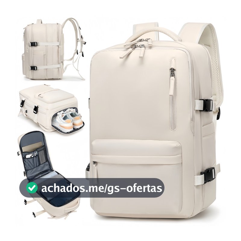 Mala De Mão Viagem Mochila Grande Notebook 15.6 Academia Com Porta Tênis Impermeável Promoção