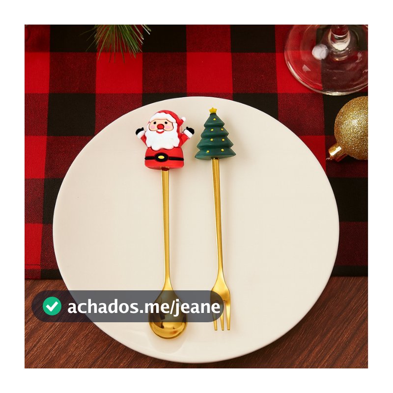 06un Garfo E Colher De Natal Utensílios De Mesa Criativos De Aço Inoxidável Garfos Presente Christmas