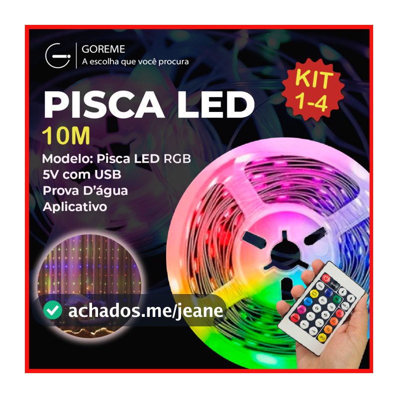 Pisca LED RGB 10M USB + CONTROLE