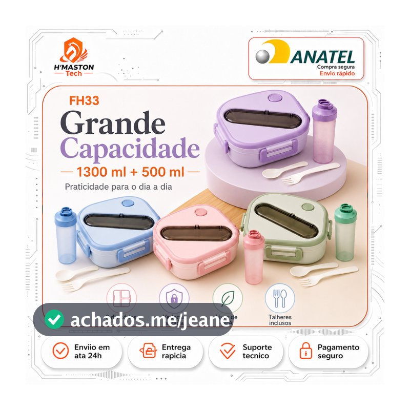 H'MASTON FH33 Marmita Fitness Reutilizável Marmita Com Divisória Pote Marmita Kit Marmita Fitness Marmita Para Comida