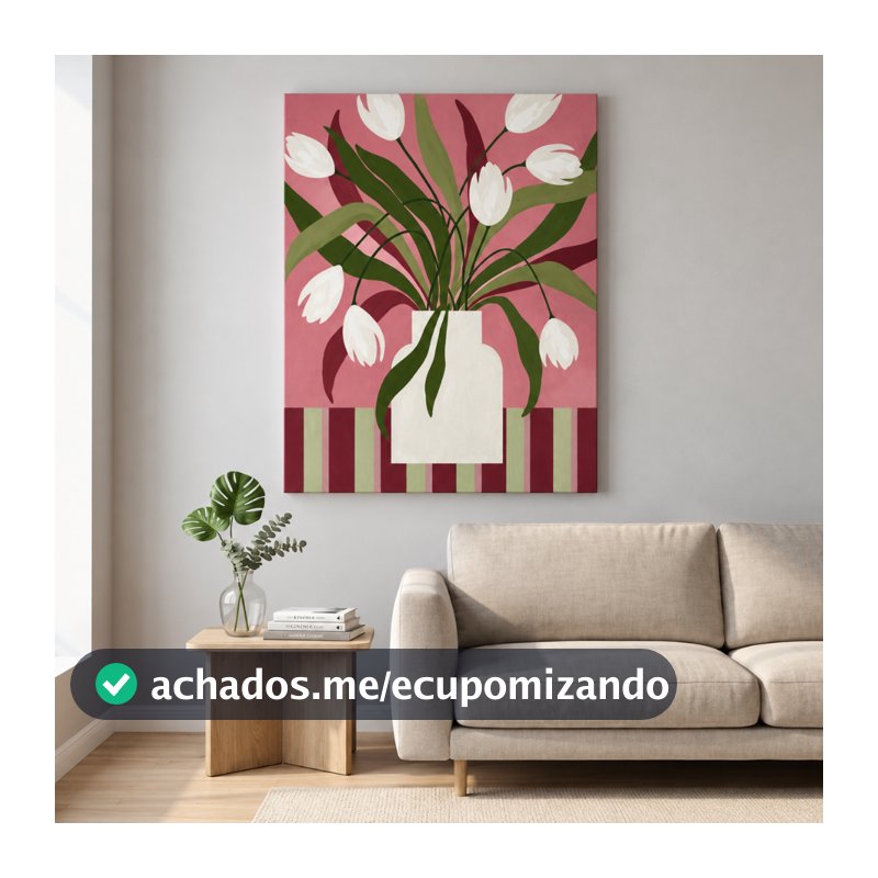 Quadro Decorativo Aquarela Rosa 60x90 Tela Canvas Grande Pronto Para Pendurar Sala Quarto