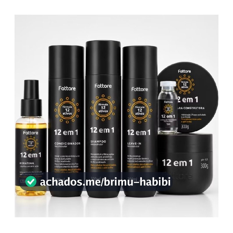 Kit Fattore 12 em 1 Reconstrução – Tratamento Capilar Profissional com 6 Itens
